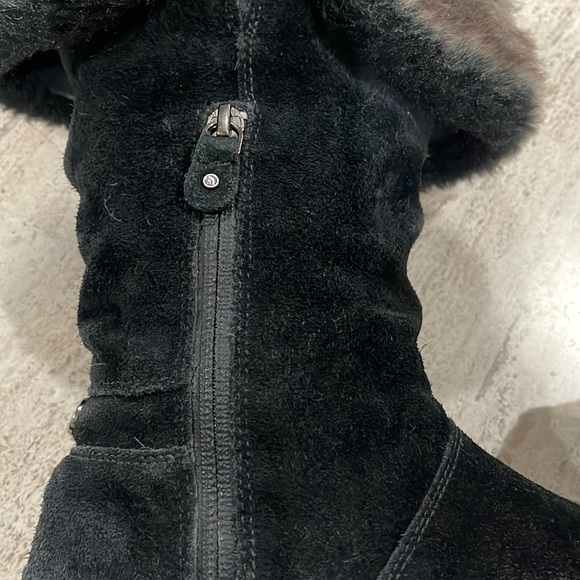 THE NORTH FACE BLACK SUEDE LEATHER INSULATED FAUX FUR WATERPROOF BOOT. Sz 7 - Picture 5 of 12